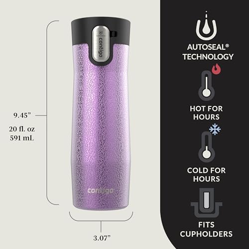 Image of Contigo AUTOSEAL West Loop Vacuum-Insulated Stainless Steel Travel Mug with Easy-Clean Lid, 20 oz, 2-Pack