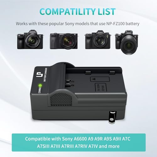 NP-FZ100 Battery Charger, LP Charger with LED Lights Display, Compatible with Sony A9 A9R A9S A9II A7C A7CII A7SIII A7III A7RIII A7RIV A7IV A6600 A6700 ZV-E1 Cameras, Battery Charger for Sony np-fz100 - Thumbnail 2