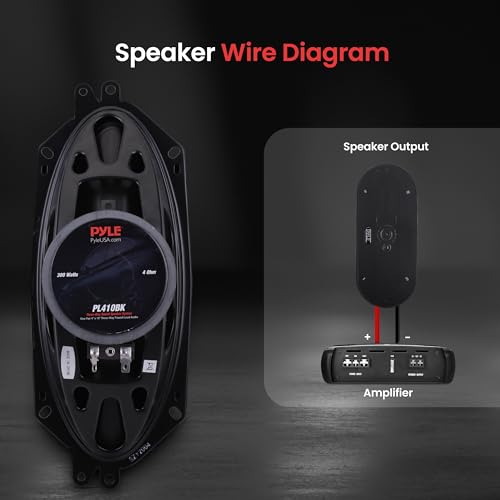 3-Way Universal Car Stereo Speakers - 300W 4" x 10" Triaxial Loud Pro Audio Car Speaker Universal OEM Quick Replacement Component Speaker Vehicle Door/Side Panel Mount Compatible - Pyle PL410BK (Pair)