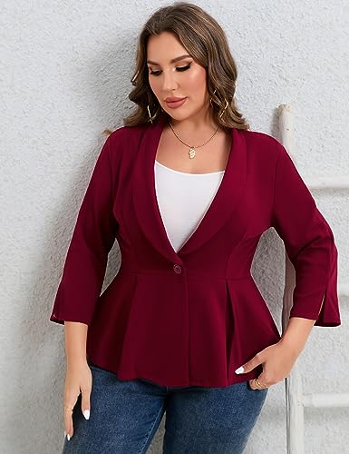 KOJOOIN Women's Sdandard Classic, Burgundy Long Sleeves Vc4