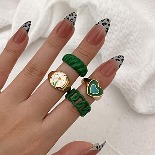 Chunky Resin Rings Acrylic Rings Set for Women Girls, Cute Chunky Colorful Rings, 24Pcs Trendy Funky Finger Knuckle Rings Rhinestone Stackable Rings Y2K Rings Jewlery Gift