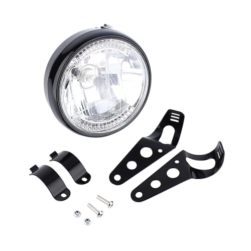 Phare LED Jaune Moto 7 Pouces Rond H4 12V 35W Universel avec Support
