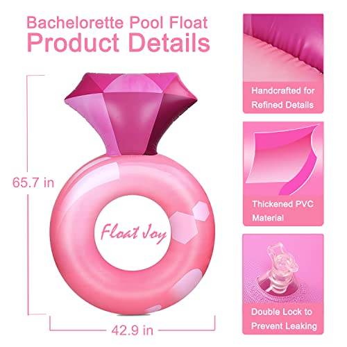 Float Joy Inflatable Pink Diamond Engagement Ring Pool Float Tube - Bachelorette Party Decorations, Bridal Shower, Engagement Party Pool Party, Perfect Outdoor Water Lounge For Adults & Kids #TOP2