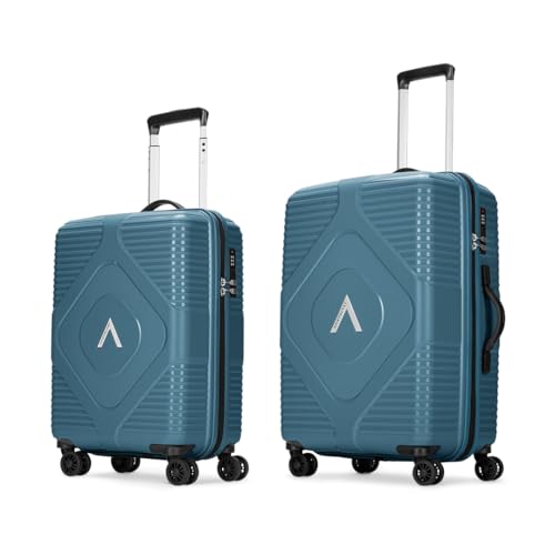 Image of Aristocrat Crystal Set of 2 Trolley Bag 55 & 66cm | S+M | Hard Luggage | 8-Wheel Suitcase for Travel | Combination Lock with Anti-Theft Zipper | Polypropylene | 3 Years International Warranty (Teal)