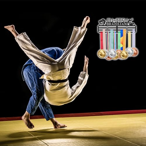 SUPERDANT Jiu Jitsu Brazilian Medal Hangers Jiu Jitsu Brazilian Medal Holder Personalised Medals Holder for Athletes Wall Mounted Medals 3 Rows Wall Hanging Awards Son Grandson Gift - Image 3
