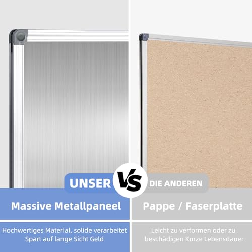 DOLLAR BOSS Magnetisches Whiteboard, 45X60CM Magnettafel Magnetpinnwand mit 2 Whiteboard Stifte, 8 Magnete and 1 White Board Radiergummi, für Schule & Küche und Büro, aufhängen, keine Bohrung