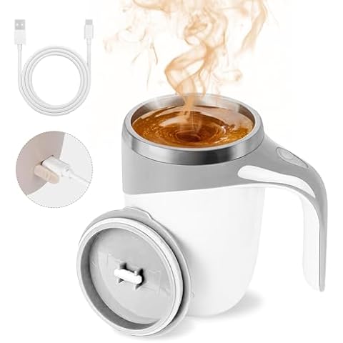 BAUFIX Self Stirring Coffee Mug, 2025 New Automatic Magnetic Stirring Coffee Mug, Magnetic Coffee Stirrer Mug for Milk, Rechargeable Coffee Mug Electric Mixing Cup for Coffee Milk Tea (1, White) Cover