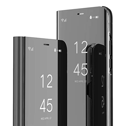 Image of Clear View Smart Stand Mirror Flip Case Cover for OnePlus Nord - Black