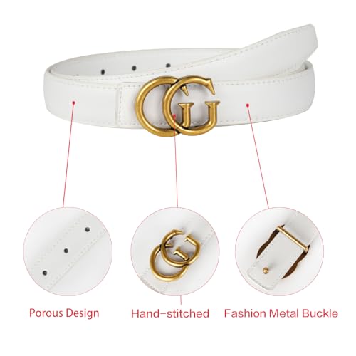 Image of Aurolran Women's Leather Belt with Buckle - Ideal for Dresses, Jeans, and Coats