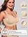 OEAK Women Jelly Bras No Underwire Scalloped Push Up Buttery Soft Tshirt Bra Seamless Full Coverage Convertible Everyday Bra Semolina,S