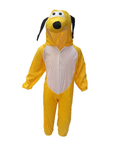 Image of Kaku Fancy Dresses Fleece Dog Cartoon Costume -Yellow, 3-4 Years, For Boys & Girls