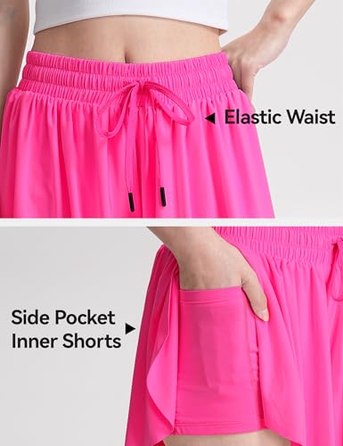 Image of KEREDA Girls Flowy Shorts,Youth /Toddler Butterfly Shorts with Spandex Liner 2-in-1 for Running,Sports,Athletic,Fitness,Tennis