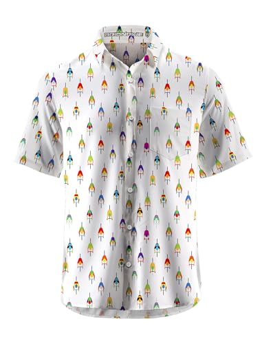 ORIONRIDE Cycling Shirts-Original Urban White Design,Zipper Pockets,Short Sleeves,Button Down Gravel