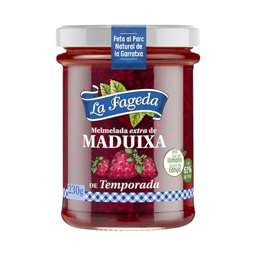 Mermeladas LA FAGEDA: Fresa, Frutas del Bosque, Higo, Melocotón, Pera y Tomate – 230g Cada Una – Sin Gluten y Naturales (Mermelada de Fresa)