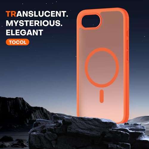 Image of TOCOL for iPhone 17e Case, Compatible with Magsafe, Military Drop Protection, Slim Translucent Matte Shockproof for iPhone 17 e Case 6.1 inch (Orange)