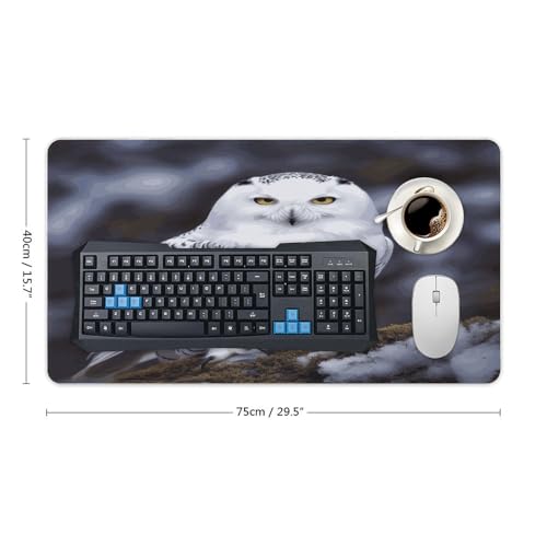 Tapis de bureau hibou arctique imperméable grand format