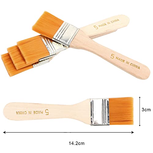 Image of KRAFTMASTERS 4 Pcs Wooden Handle Flat Utility Paint Brush Set for Acrylic, Oil Painting