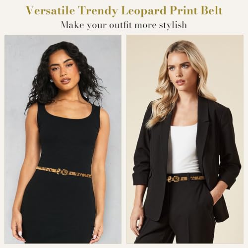 Women's Leopard Print Genuine Leather Belt Skinny Waist Belt for Jeans2