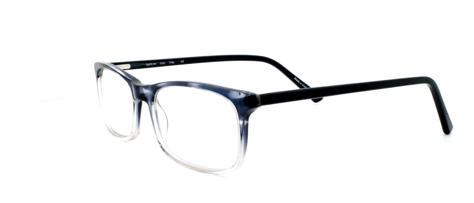SightlineMultifocus Reading Glasses Grey to Crystal Fade Progressive Power Premium Quality Acetate Frame Cory