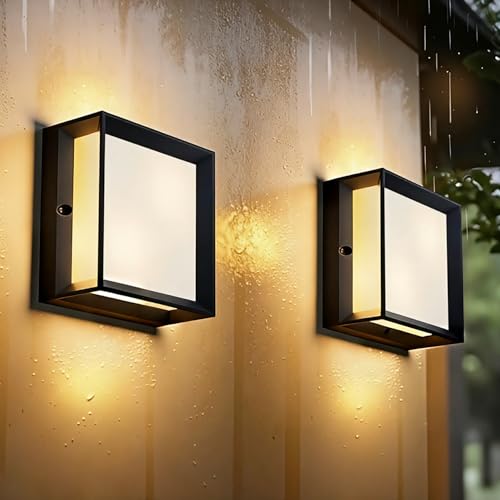 Klighten 2 Pièces Applique Murale 2x E27 Extérieure/Intérieur,Max 60W,IP65 Imperméable pour Intérieur et Extérieur,PC + Aluminium,Ampoule non...