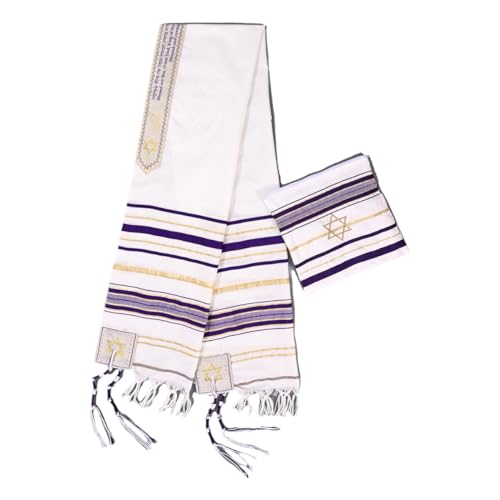 Tallit prayer shawl female Christians jewish cloth scarf, Decorated with Hebrew letters and motifs, Machine Wash