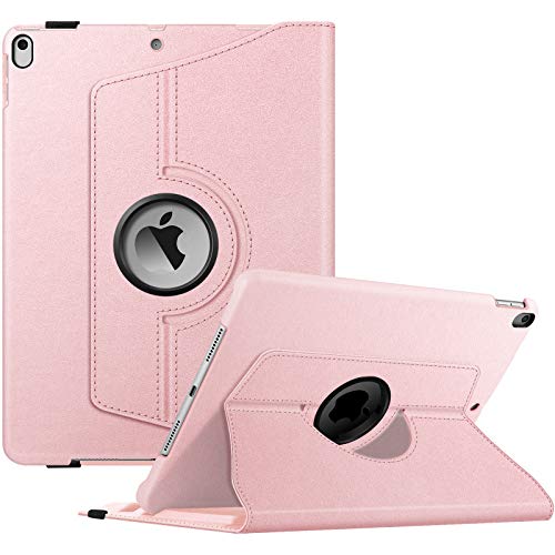 Fintie Rotating Case for iPad Air (3rd Gen) 10.5' 2019 / iPad Pro 10.5' 2017 with Built-in Pencil Holder - 360 Degree Rotating Stand Protective Cover, Auto Sleep/Wake (Rose Gold)