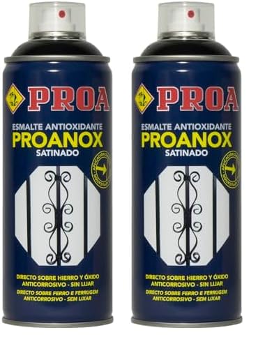 PROA ESMALTE PROANOX DIRECTO SOBRE ÓXIDO EN SPRAY. SATINADO. Verde inglés Ral 6009. 400 ML Esmalte antioxidante para metales sin necesidad de imprimación. Exterior e interior. (Paquete de 2)