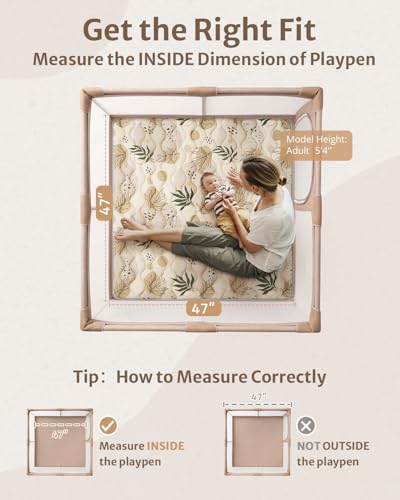 Image of Blissful Diary Baby Play Mat, 47x47 Infant Play Mat for Playpen, Thicken Foam Cushioned Baby Mat for Floor, Non-Slip Kids Play Mat, Washable Baby Playmat for Babies,Toddlers, Earth Tones Design