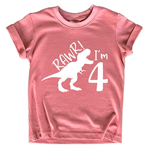 Image of rawr im 4 Year Old Girl Birthday Shirt Dinosaur Roar Four 4th Toddler Outfit Fourth