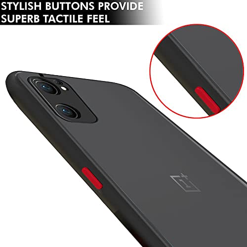 Image of TheGiftKart Smoked Translucent Protective Hard Back Case Cover for OnePlus Nord CE 2 5G (TPU & PC | Black Bumper)