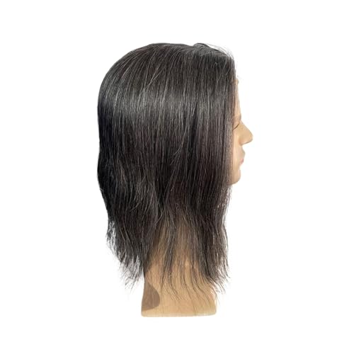 Toupet homme dentelle suisse cheveux humains #1B20 sans nœuds