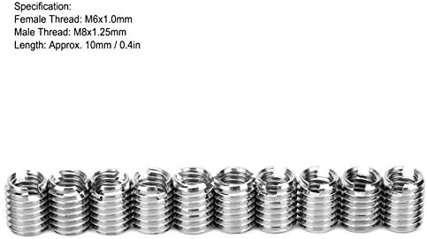 Jeanoko 10 mm nakrętka redukcyjna z gwintem zewnętrznym, wkładki gwintowane, M6 x 1,0 mm M8 x 1,25 mm, do komputera