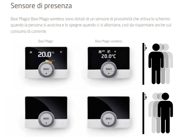 Cronotermostato a Parete Baxi Mago WIRELESS con Modulo Wi-Fi e Kit Adattatore Caldaia