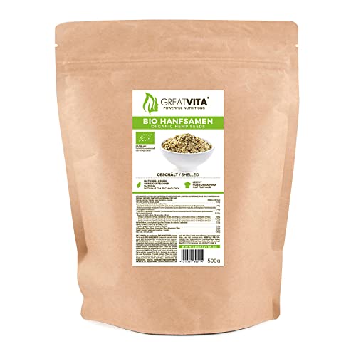 GreatVita Bio Hanfsamen, geschält, 1er Pack (1 x 500g)