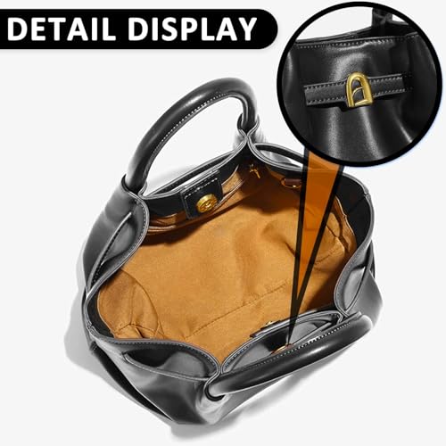 Bolso bandolera para mujer, bolso tote de cuero vintage, bolso de mano grande para ocasiones importantes, trabajo y viajes (negro) miniatura 7