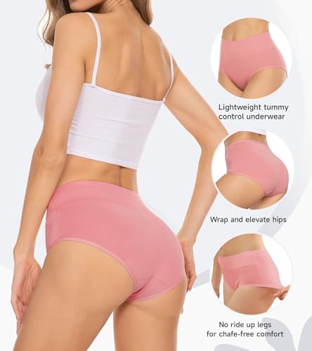 Women's Cotton Underwear High Waisted Underwear Soft Briefs Full Coverage Ladies Panties 5 Pack(Regular & Plus Size)4