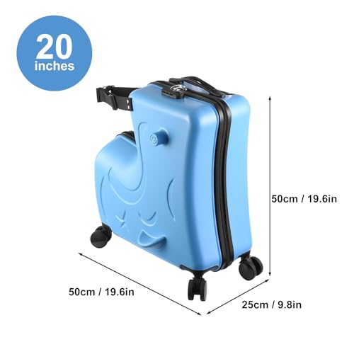 Ride-On Kids Suitcases,Alloy Suitcase For Children With Safety Belt, 360° Rotatable Wheels, Digit Combination Lock, Luggage For Airplane Travel, Small Size Suitcase,20/24inch4