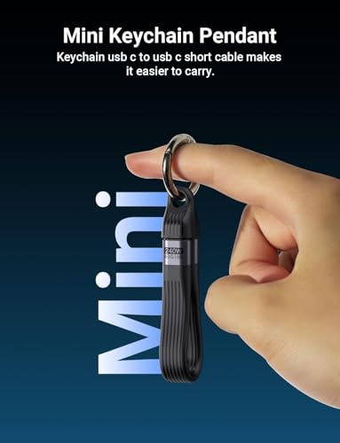 Image of WISTAR PD240W USB4.0 C Portable Fast Charging Short Cable 80Gbps USB Type C 4.0 Male to Male Keychain Data Cable USB C 4.0 Full Featured Flex C-able 8K@60Hz, for Smartphone Power Bank, 13cm /5.1in