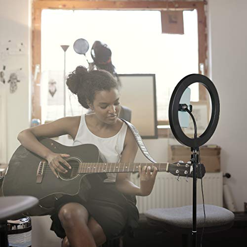 Ringleuchte 25,4 cm mit verstellbarem Stativ und Handy-Halterung für YouTube-Video, dimmbar, LED-Ringlicht für Selfie… – Bild 8
