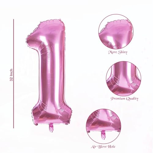 Image of Baby Girls 1st Happy Birthday Balloons Decoration Kit - 71 Pcs Garland Set for Birthday Parties & Celebrations | Birthday Decoration Set Party Supplies for Kids & Girls