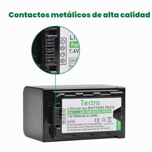 Cargador VW-VBD58 de 5600 mAh para Panasonic HC-X1 HC-X1500 HC-X2000 AG-CX10 AG-CX350 5