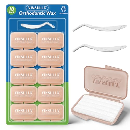 VINSULLA Orthodontic Wax Strips,Pre‑sized Dots,Safe All Ages,10 Packs