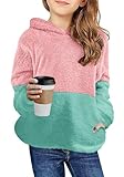 Arshiner Girls Fuzzy Fleece Hoodies Casual Sweatshirt Sherpa Pullover with Kangaroo Pockets Blue GirlSweatshirtss Size 8-10