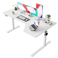 Agilestic Elektrischer Stehschreibtisch, L-förmiger 160 cm höhenverstellbarer Schreibtisch, Sitz- und Stehtisch für Home Office, ergonomischer aufsteigender Computertisch mit Splice Board, Weiß