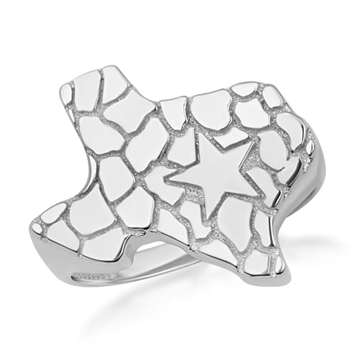 .925 Sterling Silver Texas Lone Star State Nugget Ring - Size 14-1/4