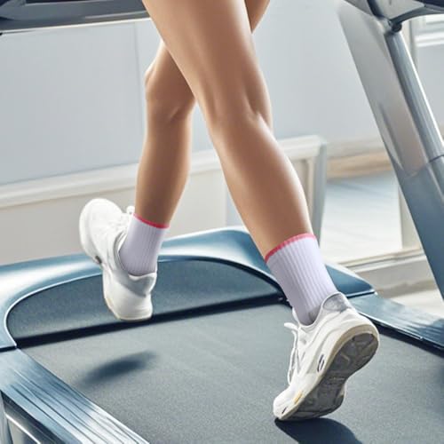 Image of YUEDGE Womens Socks Moisture Wicking Cushioned Crew Socks For Women, Performance Gym Tennis Training Athletic Socks, 5 Pairs