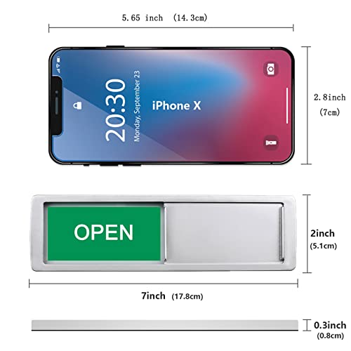 Open Closed Sign, Open Signs Privacy Slide Door Sign Indicator For Business Storefront, Restroom, Office Door, Wall, Window, Restaurants, Retail Salon Shops,Non-Scratch Magnetic Slider Door Indicator Signs, 7'' X 2'' - Silver #TOP1