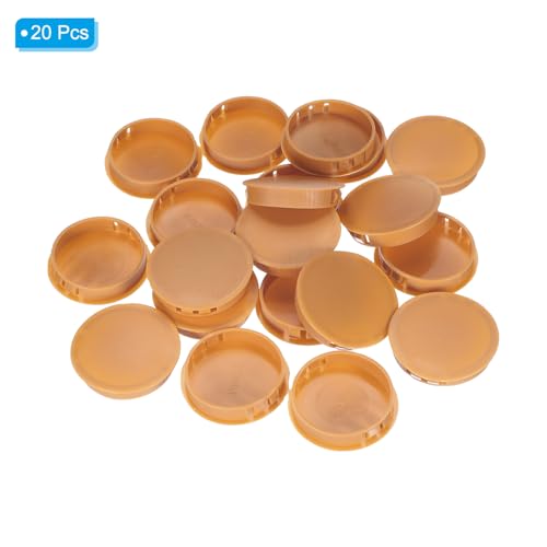 Image of PATIKIL 2 inch /50mm Plastic Hole Plugs, 20Pcs Flush Type Round Hole Plugs Cover Snap in Locking Hole Tube for Table Kitchen Cabinet Furniture, Orange-Yellow