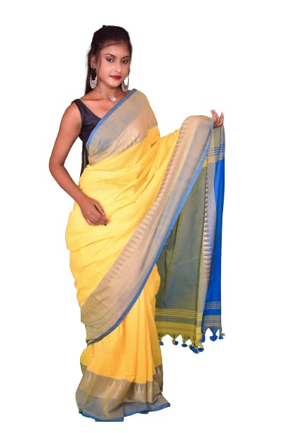 LDma Women Handloom Pure Cotton Saree With Blouse Pcs-picture-11