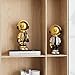 EZ4ENCE Figurine Statue Astronaut Sculpture Spaceman Decor,Sculpture for Home Decor,Arts Gold and Black Shelf Decoration,Cool Metal Mask Table Decor,Large Spaceman Figure Ornament